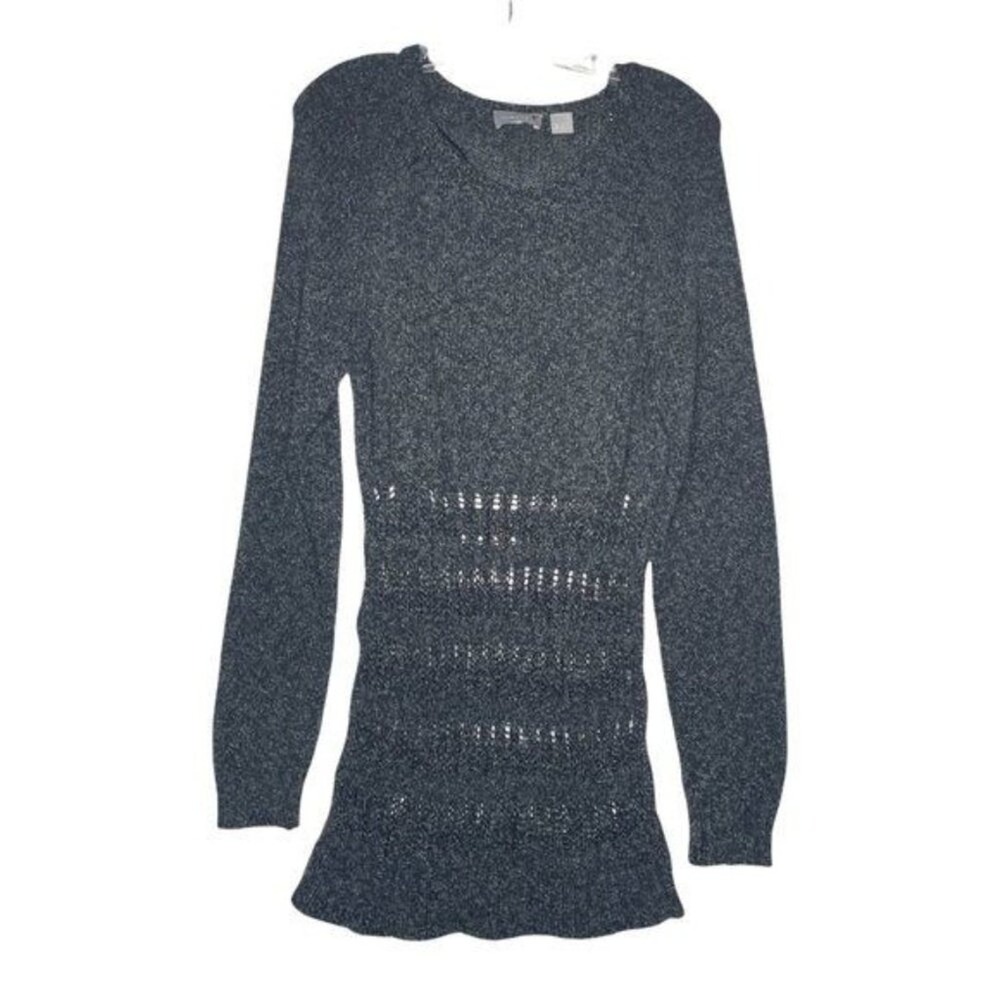 Finders Keepers Gray Marl Long Sleeve Smocked Waist Knit Sweater S